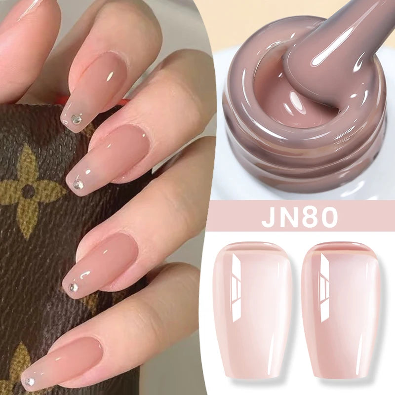 BORN PRETTY Jelly Nude Gel Nail Polish 10ml - Light Pink Peach Translucent UV Gel Varnish