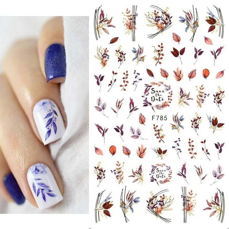 3D Fashion Poster Portrait Flower Nail Art Stickers – DIY Nail Decals