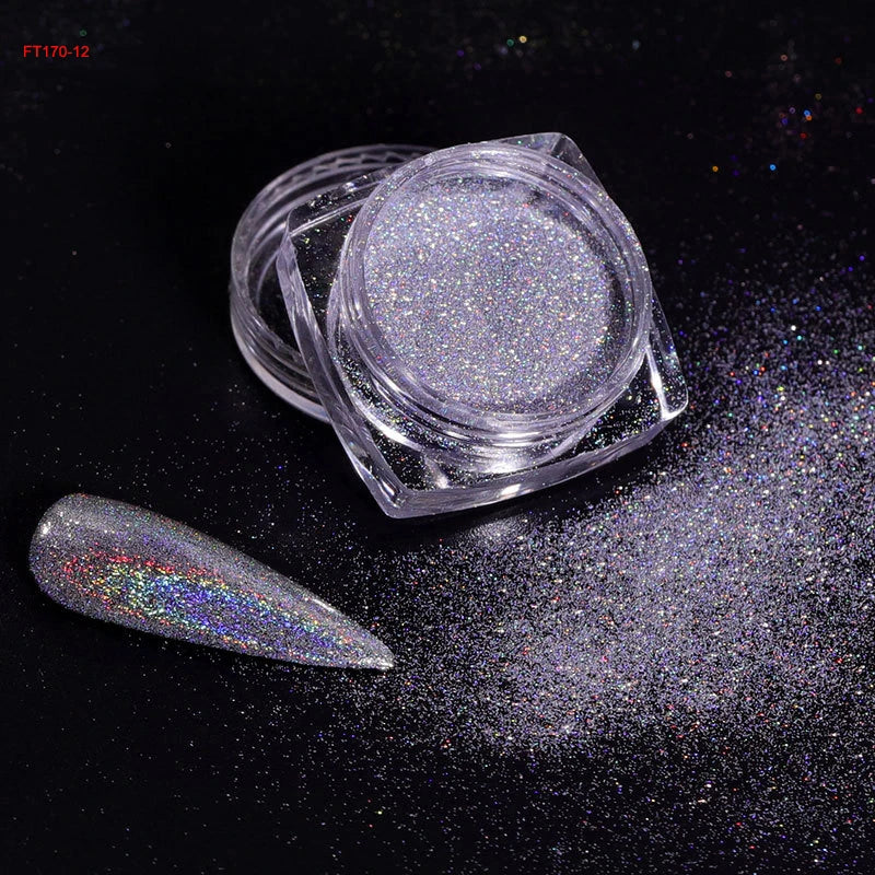 1pc 19 Colours Mirror Nail Glitter Powder – 0.5g Chrome Dust for Metallic, Holographic, and Chunky Nail Art