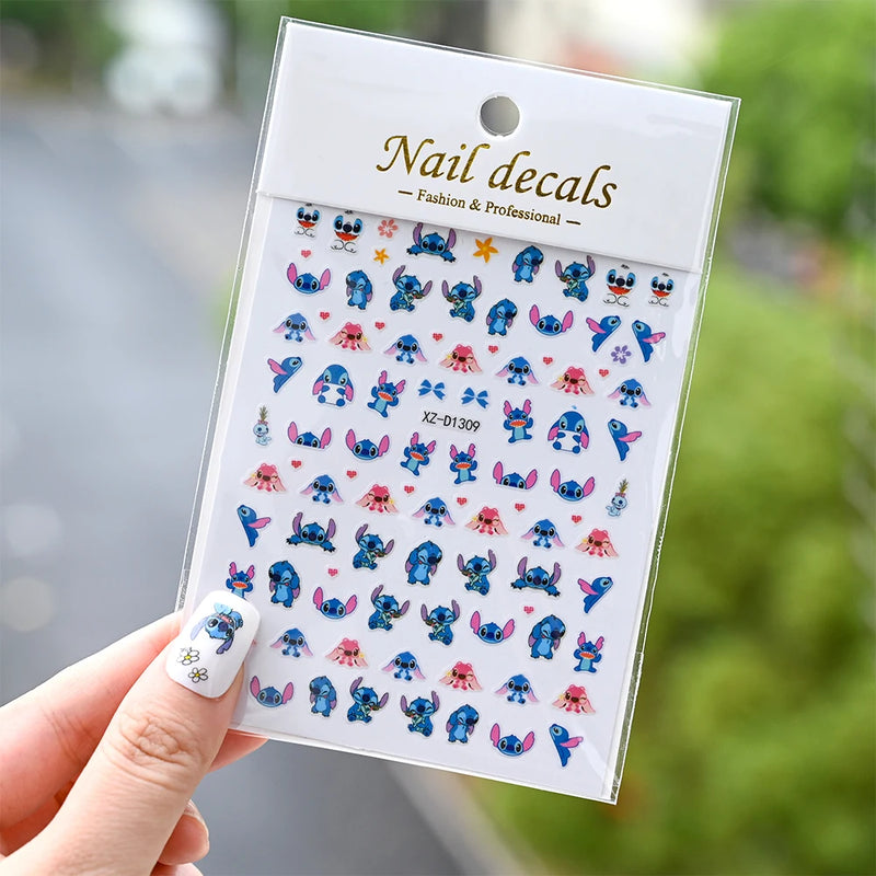 1pc Cartoon Mini Nail Stickers – 3D Cartoon Decal Stickers for Nail Art Decorations