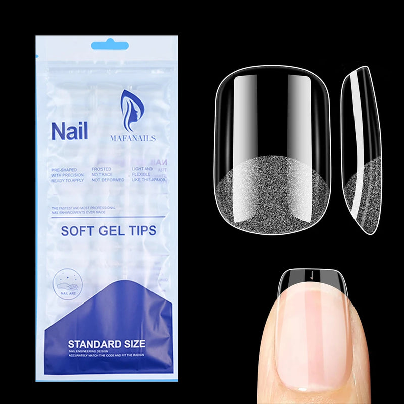 120PCS Short Square Soft Gel Nail Tips – Transparent Full Cover False Nails for Manicure Extensions