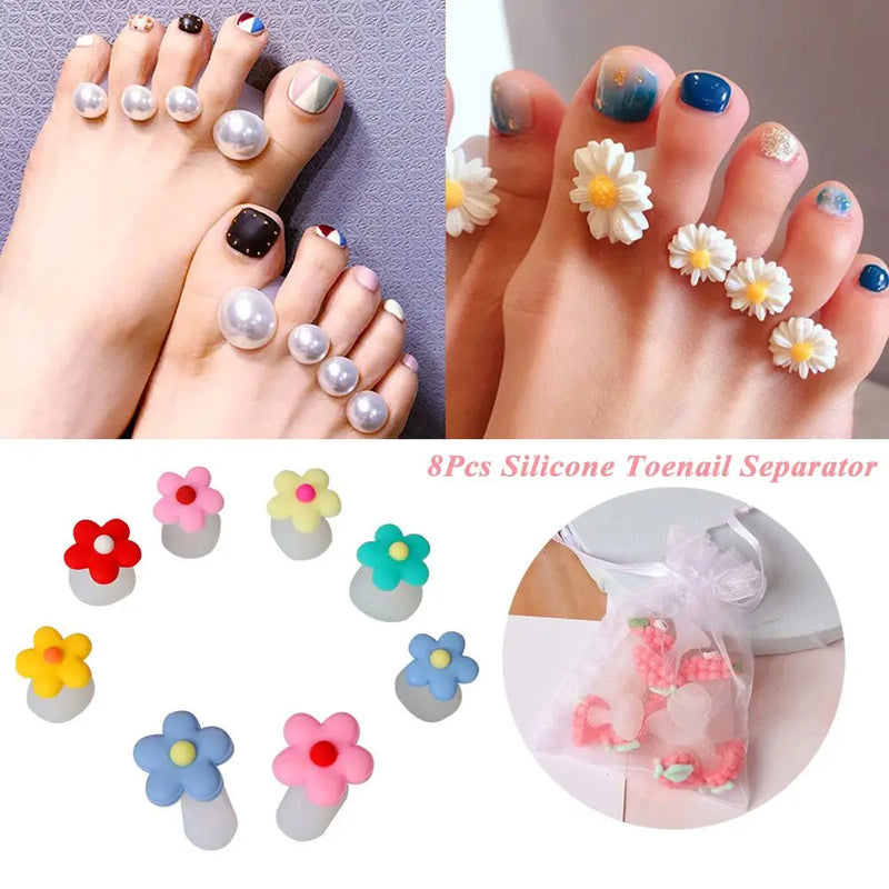 Silicone Toenail Separator Foot Divider Daisy Flower Charming Design Form Salon Nail Art Tool