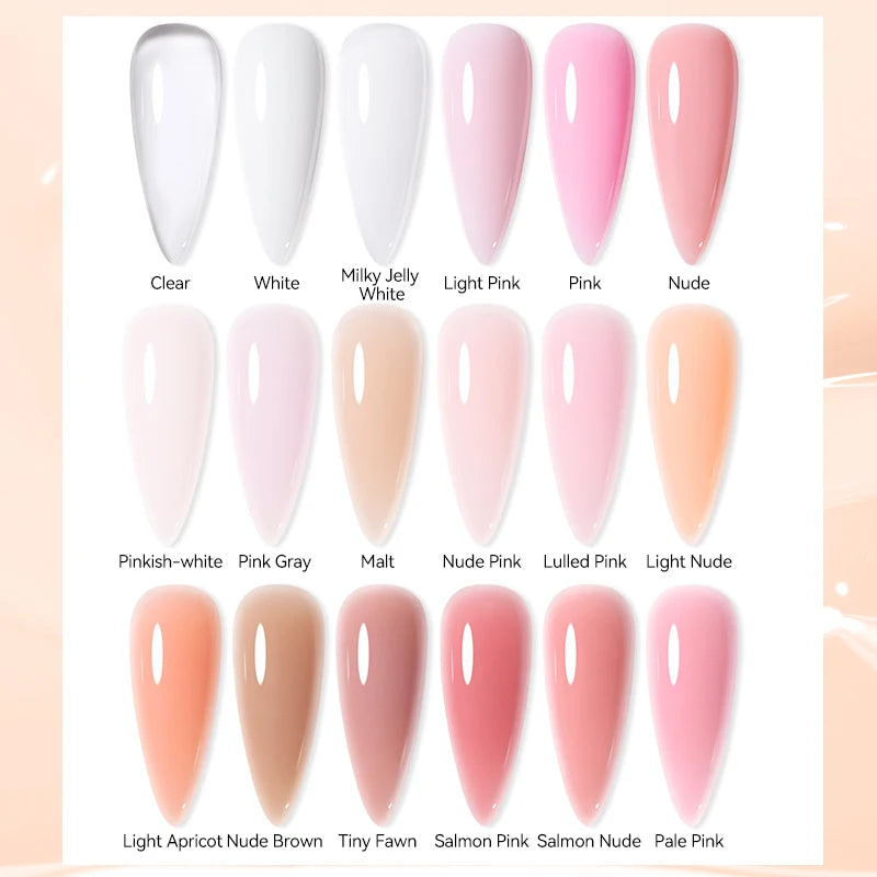 15ml Extension Gel Hard Jelly Nail Gel Clear Nude Pink French Finger Self Leveling Soak Off UV