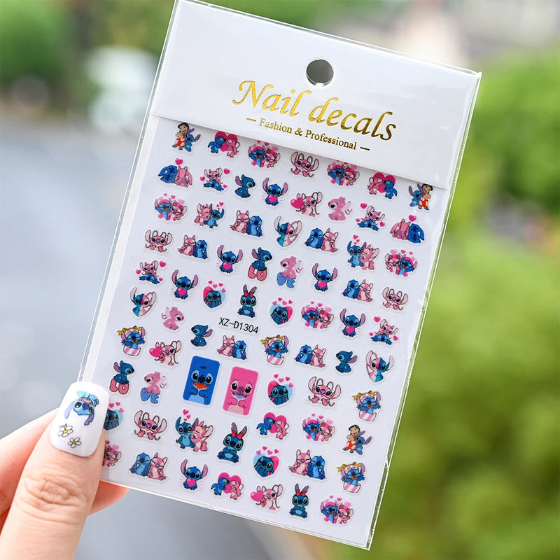 1pc Cartoon Mini Nail Stickers – 3D Cartoon Decal Stickers for Nail Art Decorations