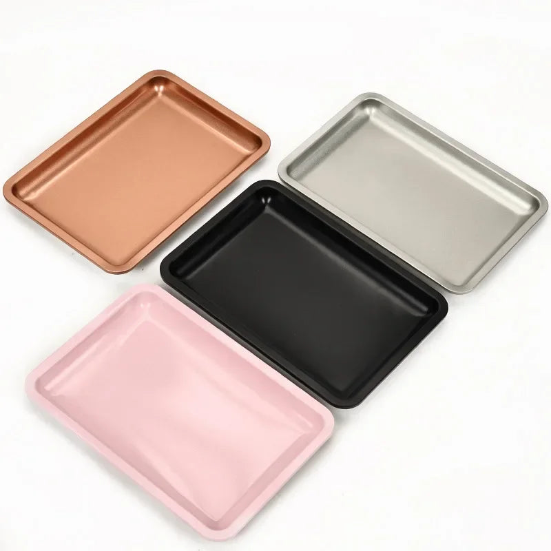 Stainless Steel Cosmetic Storage Tray Nail Art Equipment Plate Tray False Nails Dish Tools