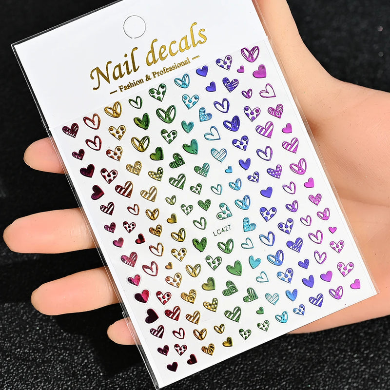 3D Gold Sun/Moon/Star Bronzing Nail Art Stickers – Gold & Silver Self-Adhesive Decals