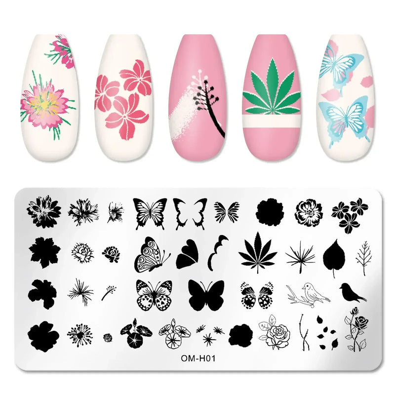 Nail Stamping Plates – Animal Prints, Letters, Hearts, Flowers & More – Stencil for Nail Art Designs