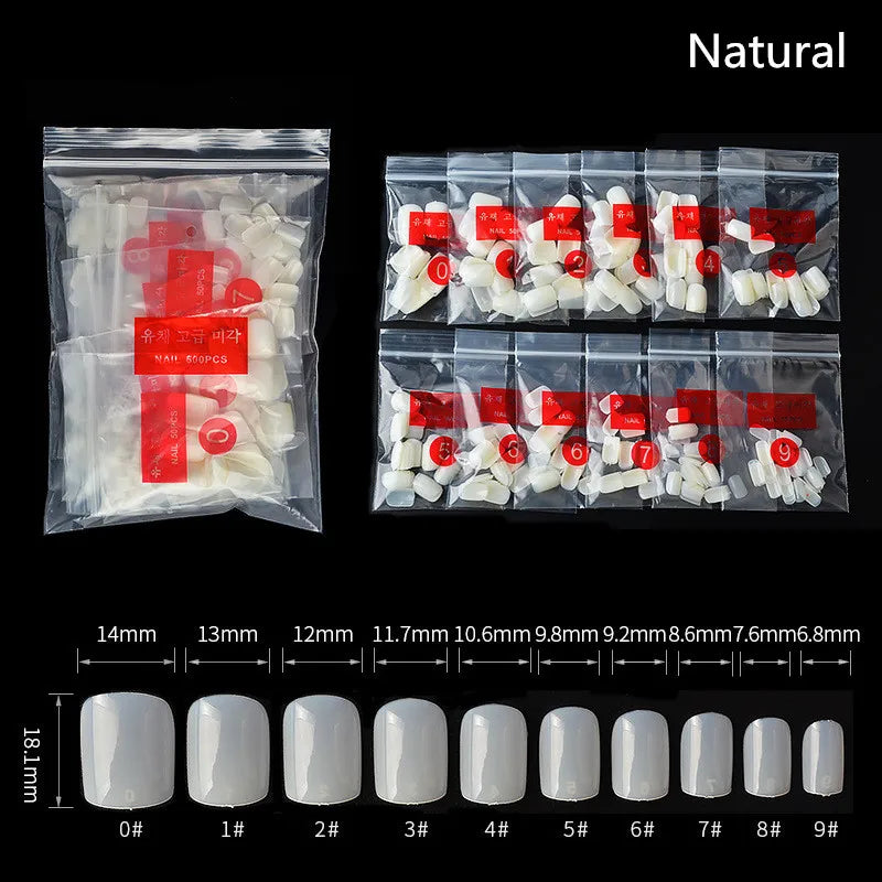 500Pcs Clear White Natural Round Cover French False Acrylic Nail Tips UV Gel Manicure Ultra Flexible