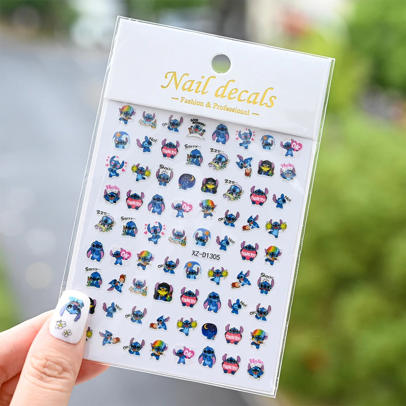 1pc Cartoon Mini Nail Stickers – 3D Cartoon Decal Stickers for Nail Art Decorations