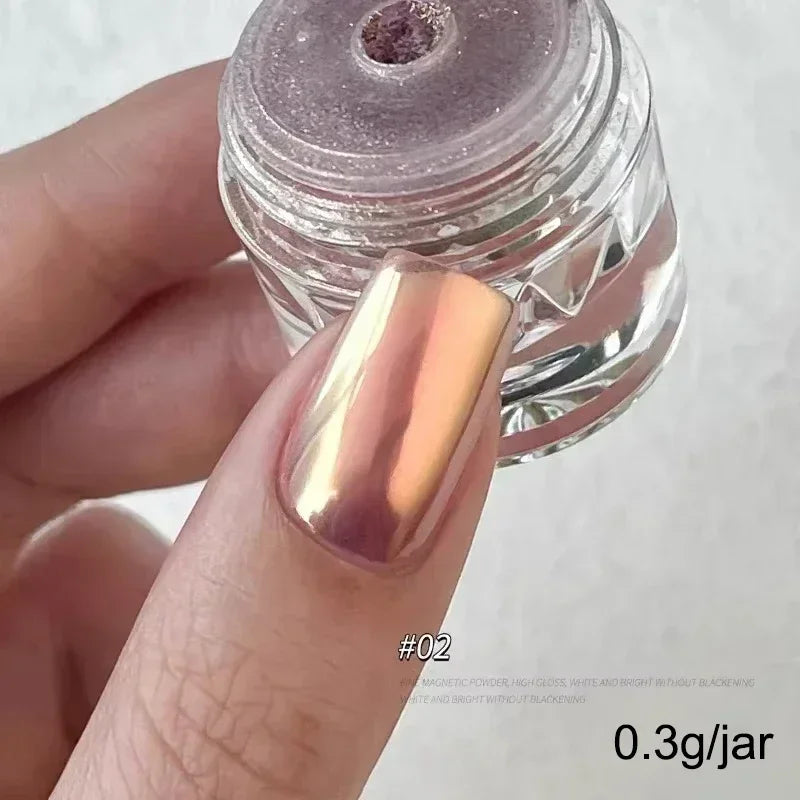 Mirror Nail Glitter Powder – Chrome, Cat Eye, Aurora Effect for Shiny Nail Art Decoration