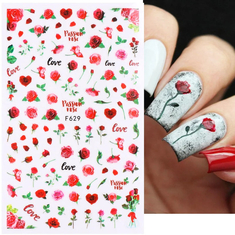 3D Fashion Poster Portrait Flower Nail Art Stickers – DIY Nail Decals