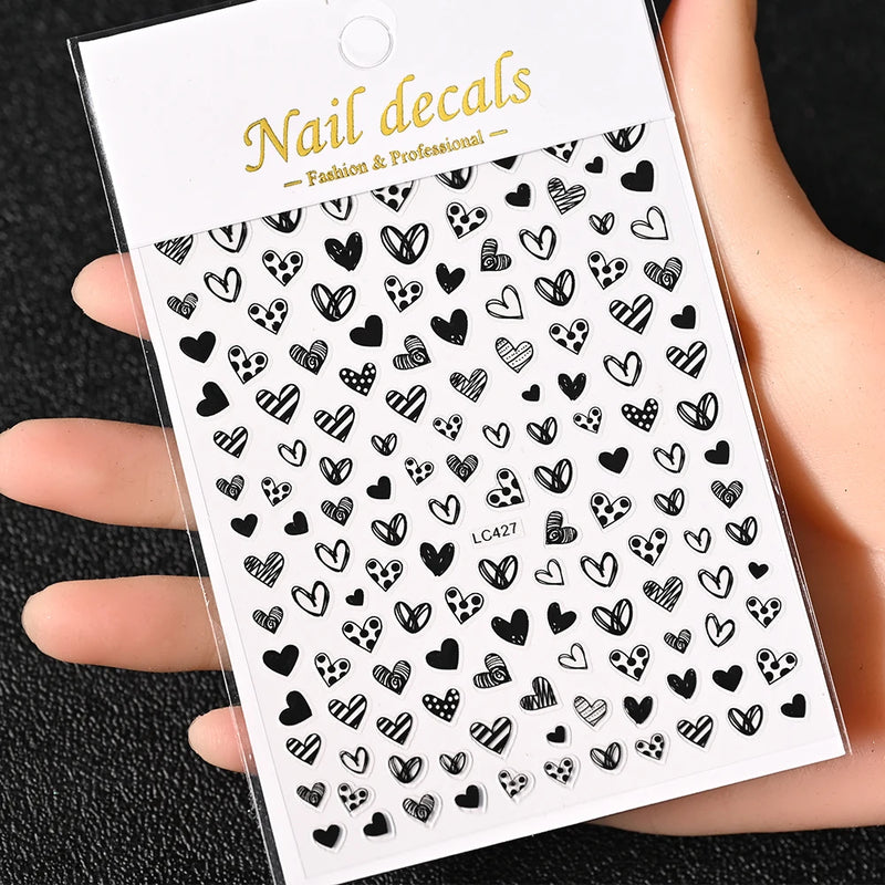 3D Gold Sun/Moon/Star Bronzing Nail Art Stickers – Gold & Silver Self-Adhesive Decals