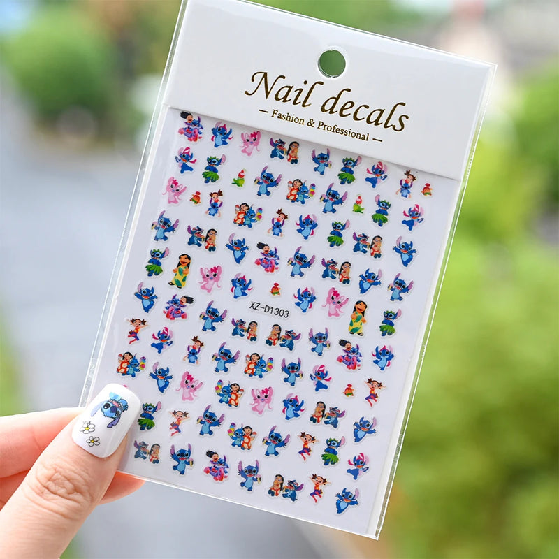 1pc Cartoon Mini Nail Stickers – 3D Cartoon Decal Stickers for Nail Art Decorations