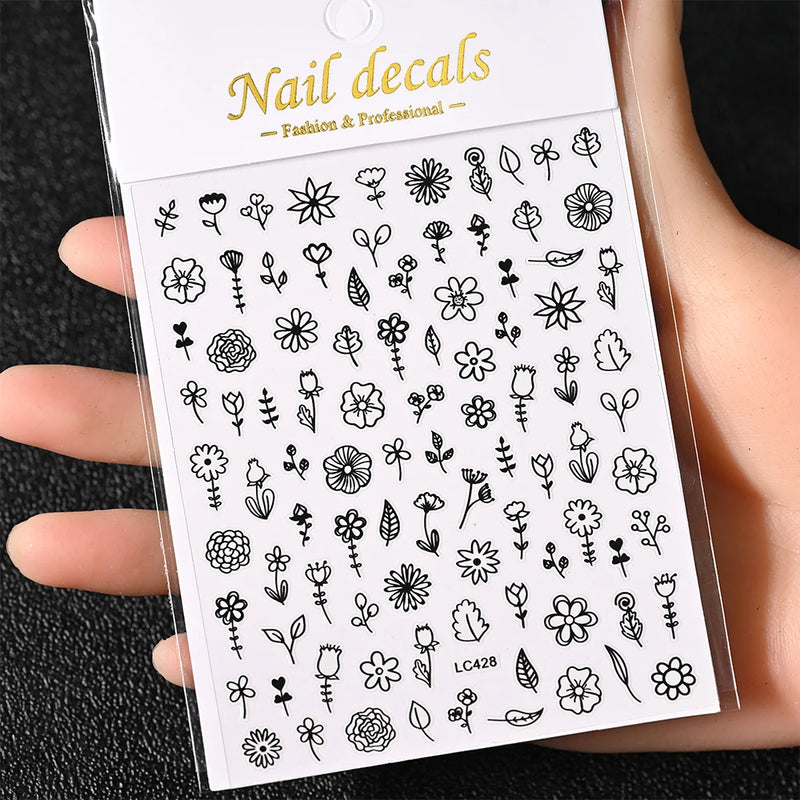 3D Gold Sun/Moon/Star Bronzing Nail Art Stickers – Gold & Silver Self-Adhesive Decals