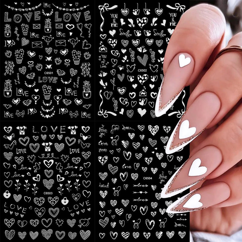 Valentine’s Day Nail Stickers – Red Lips & Love Heart Self-Adhesive Nail Decals (4/6/8/12 Pcs)