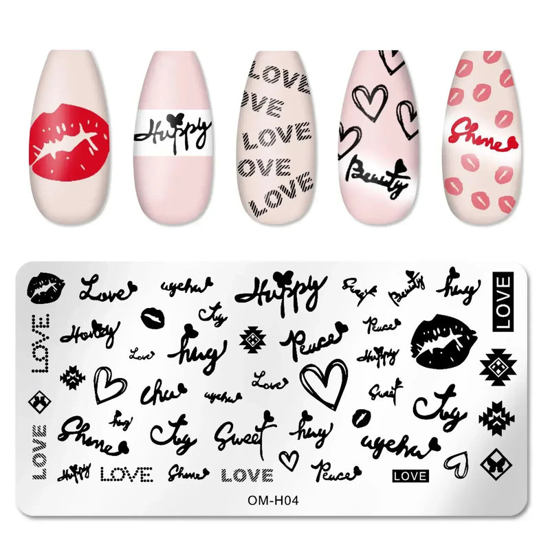 Nail Stamping Plates – Animal Prints, Letters, Hearts, Flowers & More – Stencil for Nail Art Designs