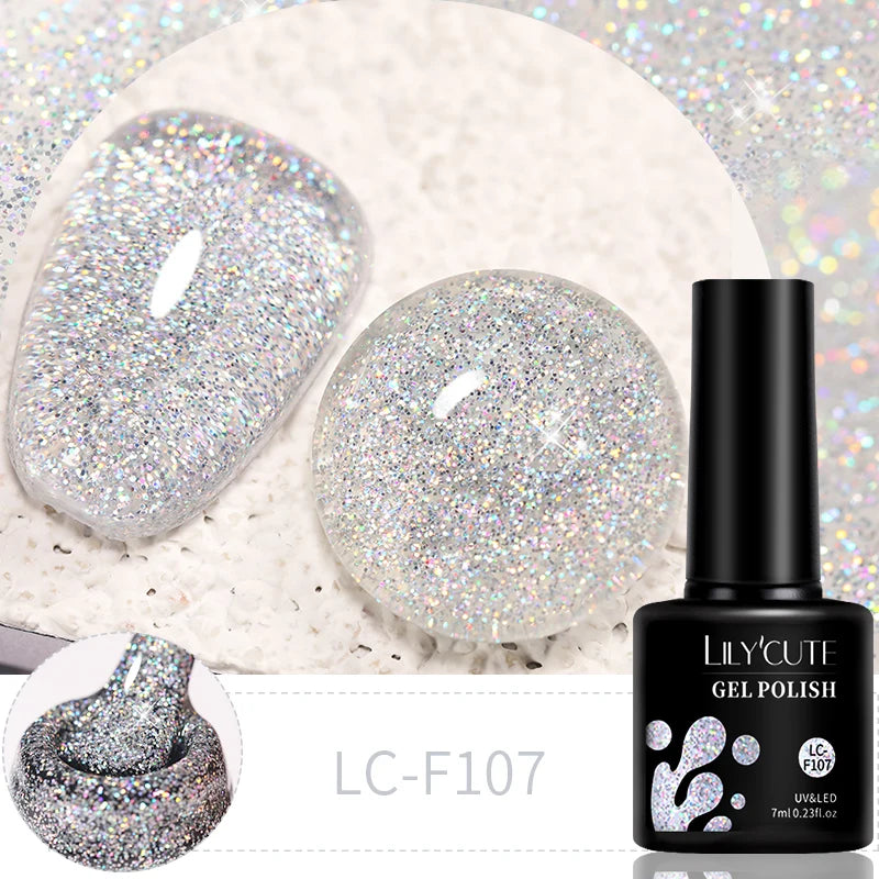 LILYCUTE 7ml Platinum Cat Eye Gel Polish – Rose Gold Foil Effect, Magnetic UV Gel for Nail Art