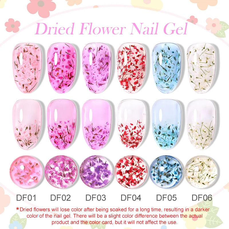 LILYCUTE 8ml Pink Dried Flower Gel Nail Polish – Natural Flower Fairy Nail Art & More