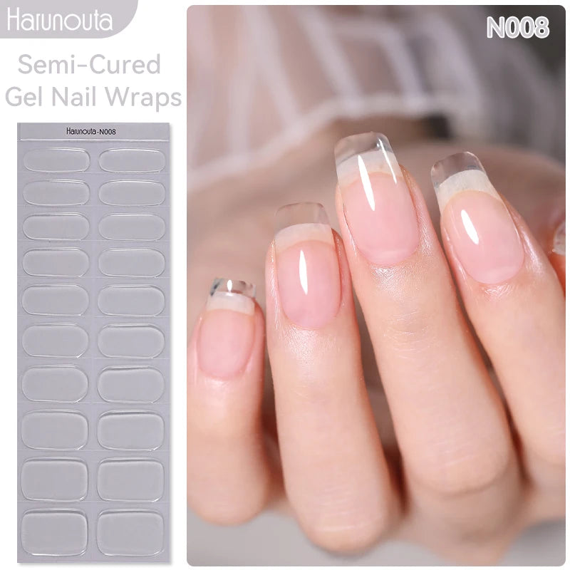 Harunouta Milky Jelly White Semi-Cured Gel Nail Wraps – 20 Tips