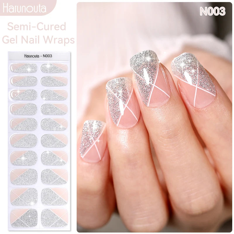 Harunouta Milky Jelly White Semi-Cured Gel Nail Wraps – 20 Tips