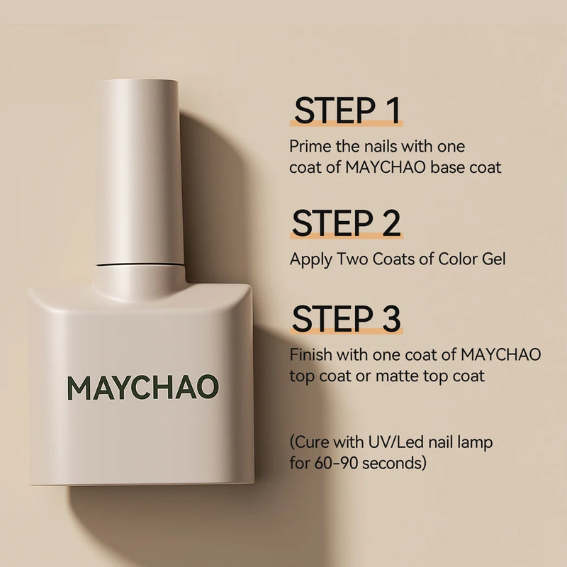 MAYCHAO 12ml Gel Nail Polish – 48 Vibrant Colors, Semi-Permanent UV LED Glossy & Frosted Finish