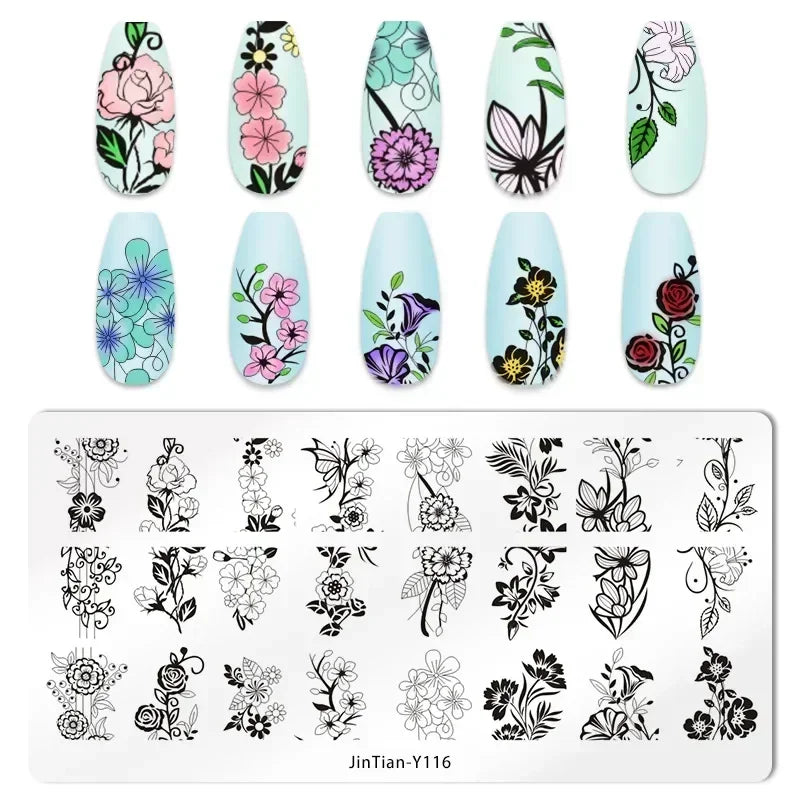 Nail Stamping Plates – Animal Prints, Letters, Hearts, Flowers & More – Stencil for Nail Art Designs