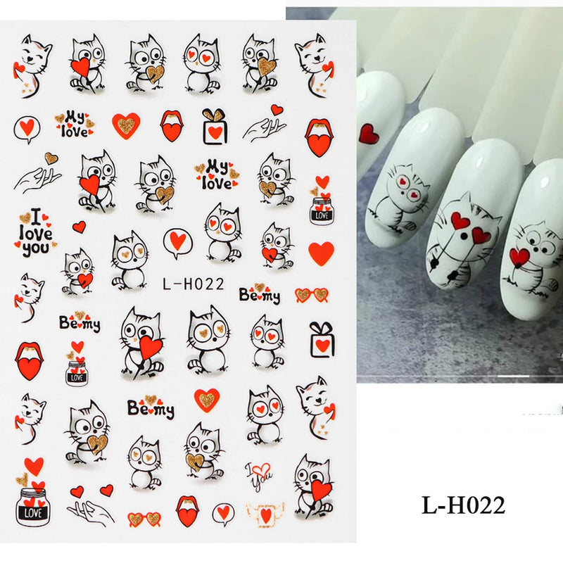 Cute 3D Cartoon Animal Nail Stickers – Dog, Cat & Bunny & More Self-Adhesive Manicure Decals