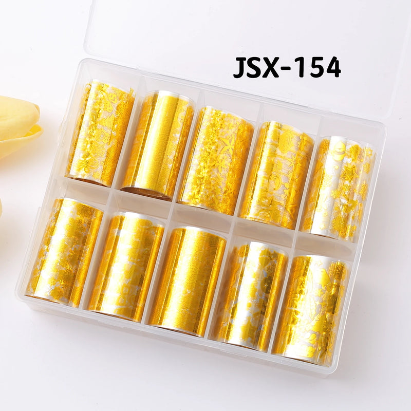 1Box Golden Marbling Stone Nail Foils for Transfer Paper Abstract Stickers Sliders Nails Wraps DIY