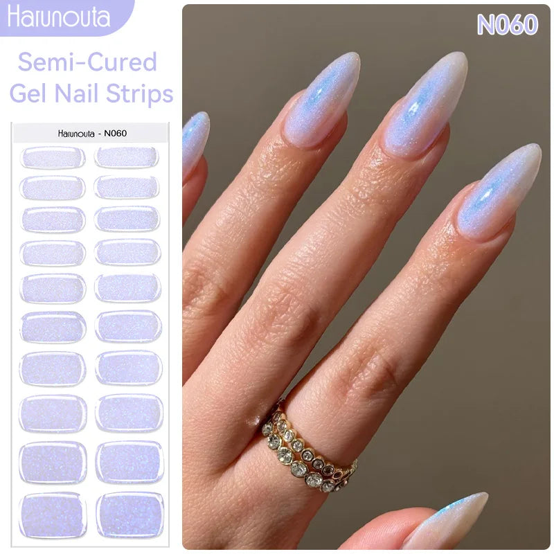 Harunouta Milky Jelly White Semi-Cured Gel Nail Wraps – 20 Tips