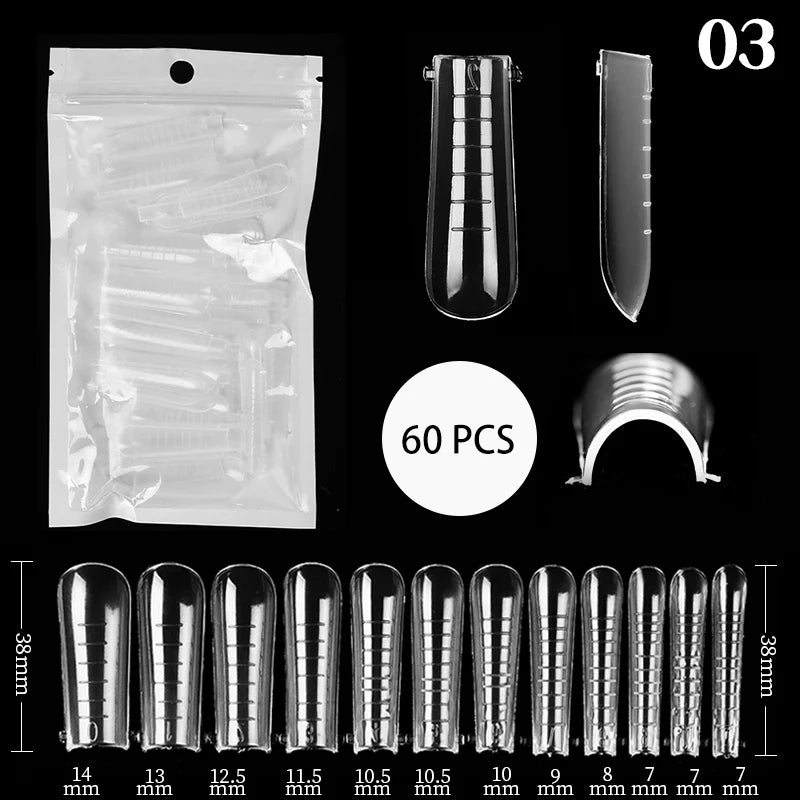 60Pcs Dual Nail Forms – Short Almond Acrylic Extension Tips for Quick DIY Nail Art