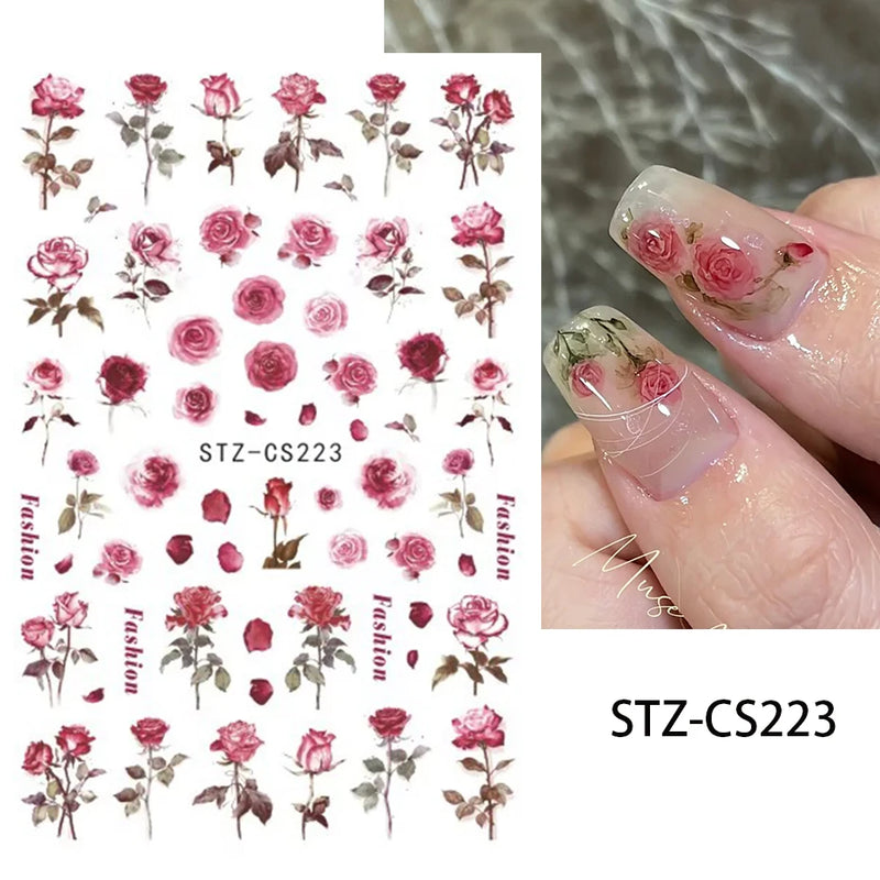 Gradient 3D Jelly Nail Stickers – Ombre Red & Pink Blush Translucent Gel Polish Wraps & More