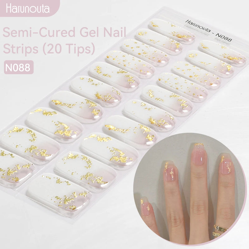 Harunouta Milky Jelly White Semi-Cured Gel Nail Wraps – 20 Tips