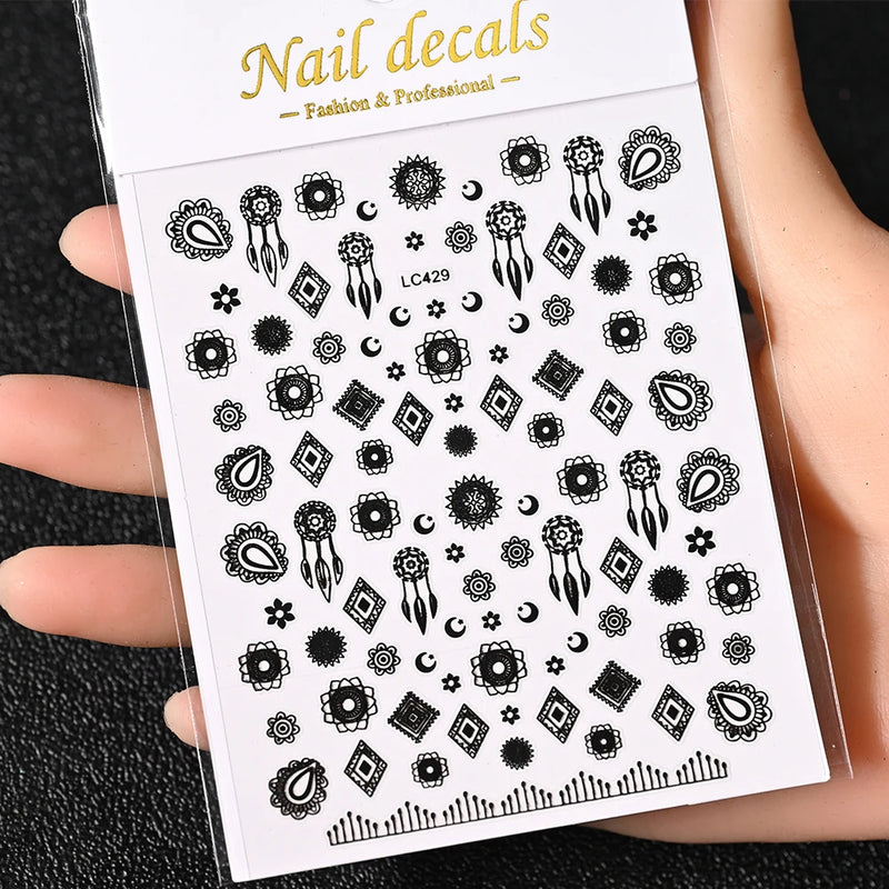 3D Gold Sun/Moon/Star Bronzing Nail Art Stickers – Gold & Silver Self-Adhesive Decals