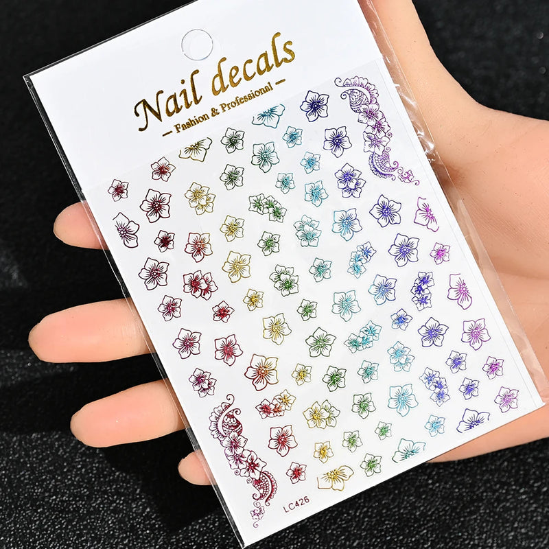 3D Gold Sun/Moon/Star Bronzing Nail Art Stickers – Gold & Silver Self-Adhesive Decals