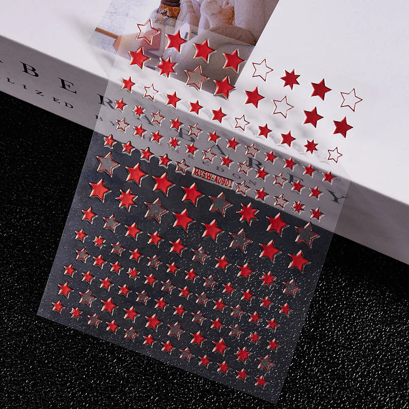 3D Gold Sun/Moon/Star Bronzing Nail Art Stickers – Gold & Silver Self-Adhesive Decals