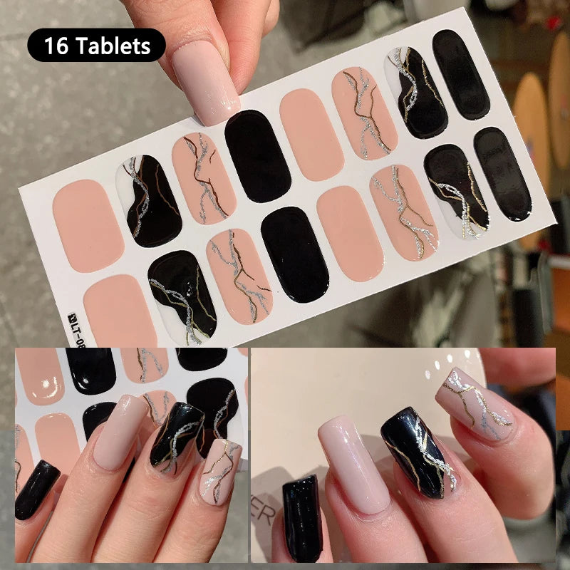 Pink Nude Full Cover Nail Stickers – Gradient Self-Adhesive Nail Wraps