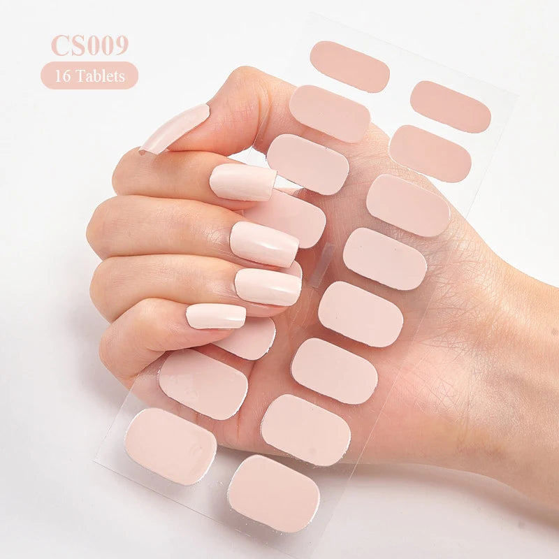 Pink Nude Full Cover Nail Stickers – Gradient Self-Adhesive Nail Wraps