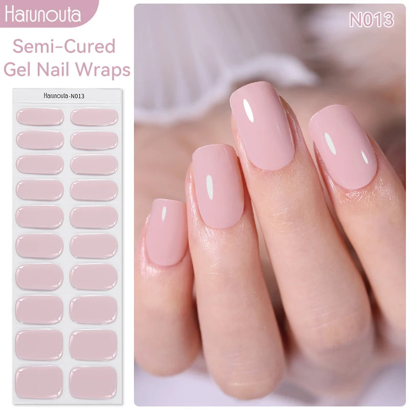 Harunouta Milky Jelly White Semi-Cured Gel Nail Wraps – 20 Tips