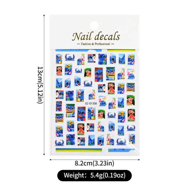 1pc Cartoon Mini Nail Stickers – 3D Cartoon Decal Stickers for Nail Art Decorations