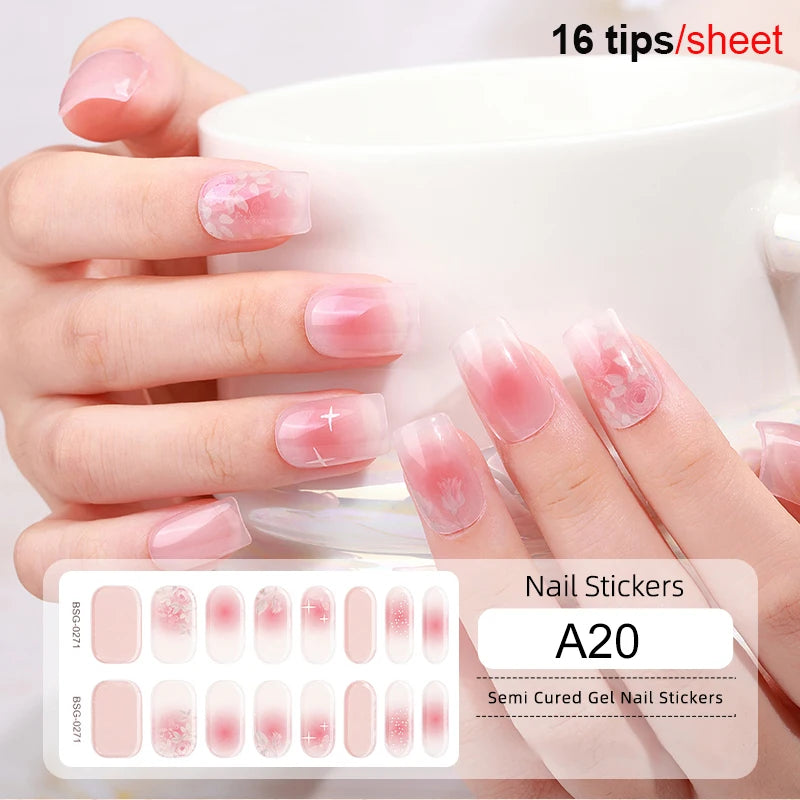 Harunouta Milky Jelly White Semi-Cured Gel Nail Wraps – 20 Tips