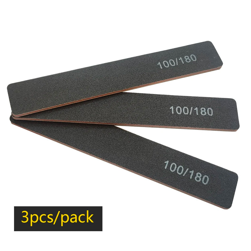 Professional 100/180 Grit Half-Moon Nail File Buffer – Double-Sided Sandpaper for Gel & Acrylic Nails