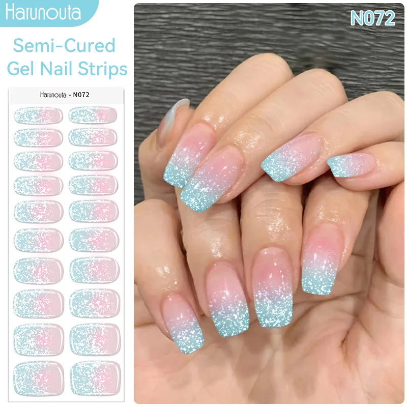 Harunouta Milky Jelly White Semi-Cured Gel Nail Wraps – 20 Tips