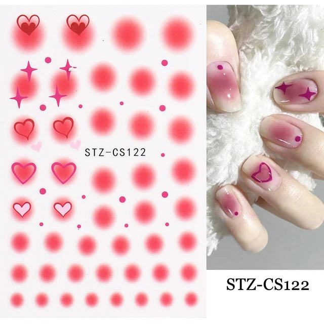 Gradient 3D Jelly Nail Stickers – Ombre Red & Pink Blush Translucent Gel Polish Wraps & More