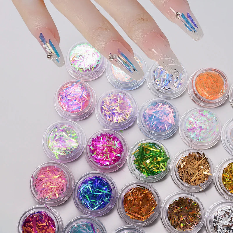 Holographic Broken Glass Nail Foil – Iridescent Aurora Flakes for DIY Nail Art & Manicure Decoration