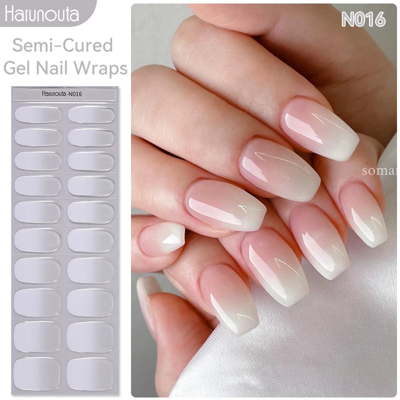 Harunouta Milky Jelly White Semi-Cured Gel Nail Wraps – 20 Tips