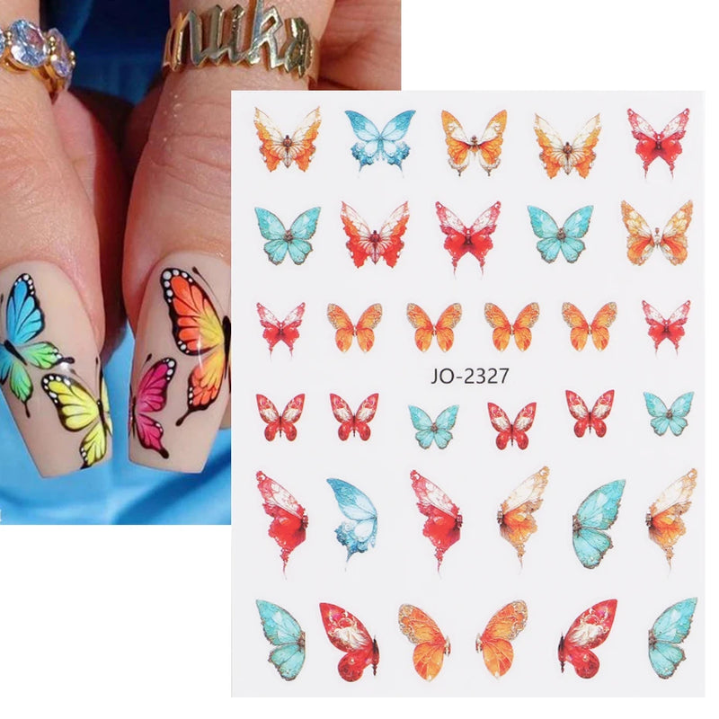 Aurora Laser Butterfly 3D Nail Stickers – Holographic Self-Adhesive Nail Decals