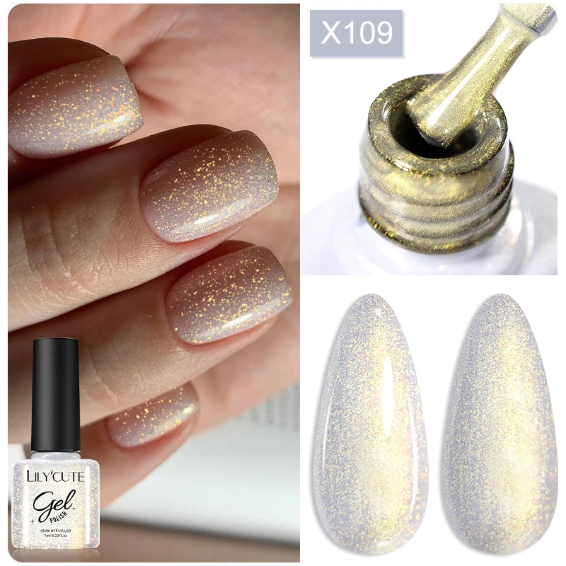 LILYCUTE 7ml Super Bright Metallic Gel Polish – Silver Mirror Effect