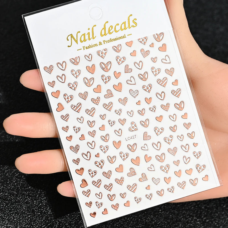 3D Gold Sun/Moon/Star Bronzing Nail Art Stickers – Gold & Silver Self-Adhesive Decals