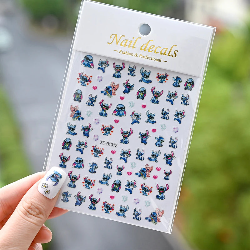 1pc Cartoon Mini Nail Stickers – 3D Cartoon Decal Stickers for Nail Art Decorations