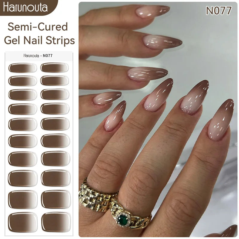 Harunouta Milky Jelly White Semi-Cured Gel Nail Wraps – 20 Tips